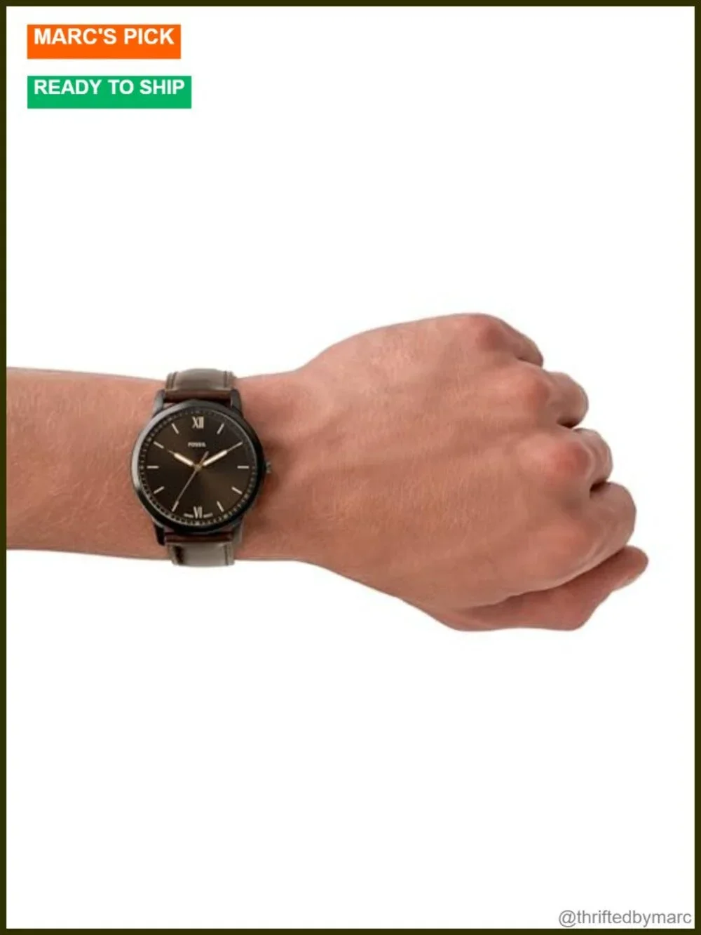Men's Minimalist Quartz Stainless Steel Three-Hand Leather Strap Watch